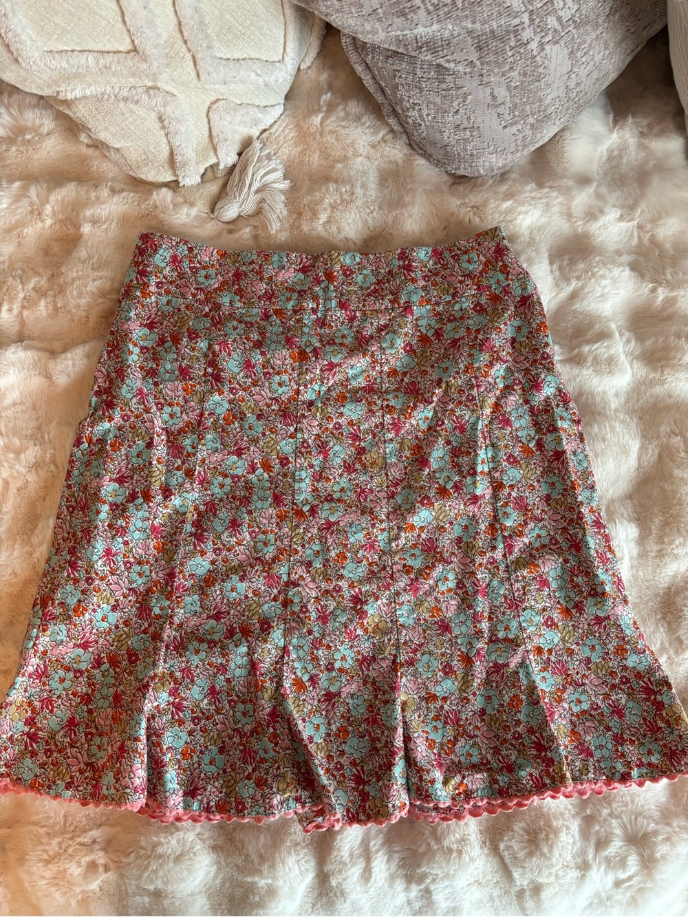 CABI Floral A-Line Mini Skirt in Pink & Mint